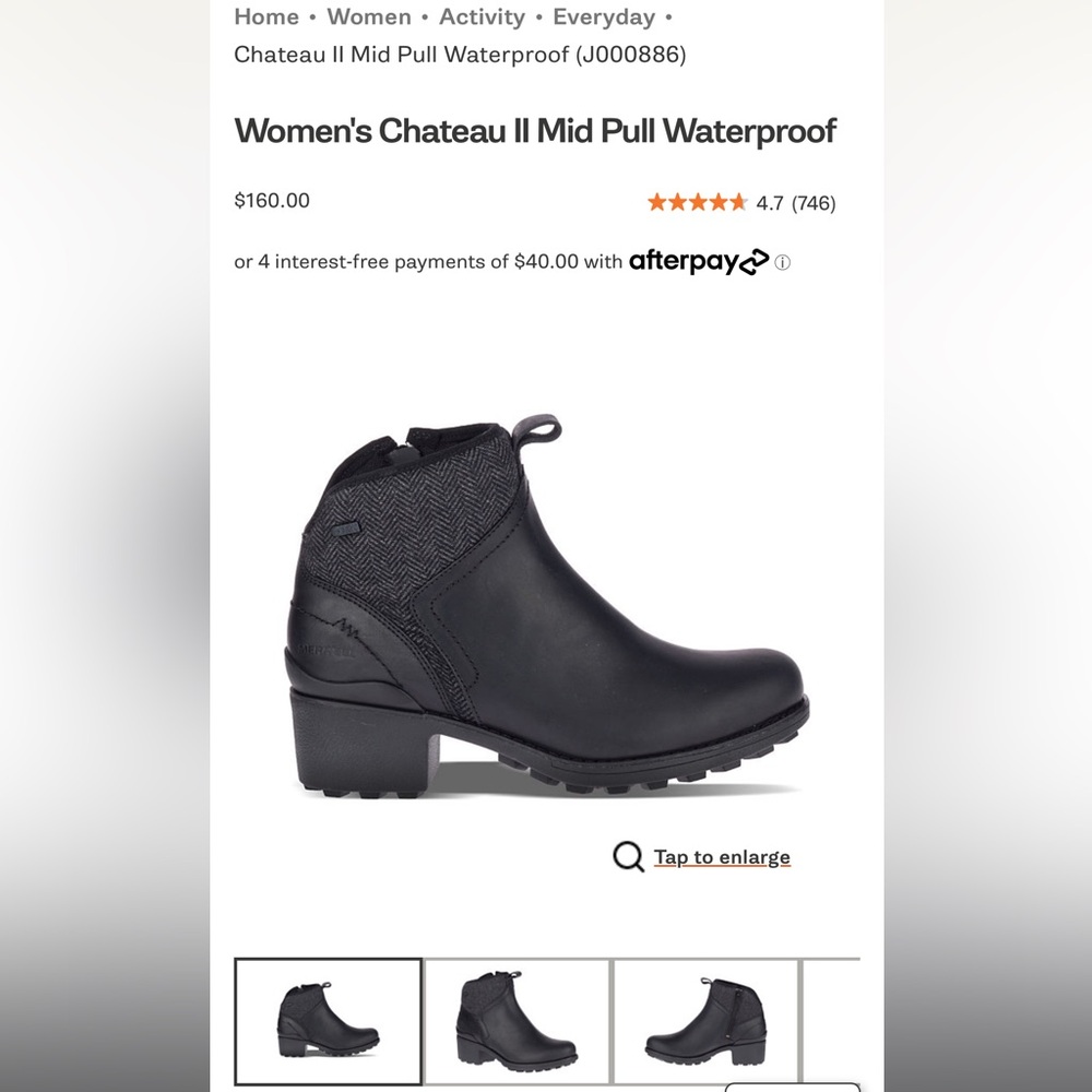 Merrell Chateau II Mid Pull Waterproof Bootie - Women’s 9